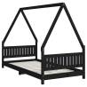 Kids Bed Frame Black 90x190 cm - Solid Pine Wood