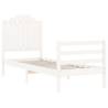 White Small Single Bed Frame with Headboard - Solid Wood