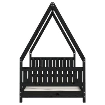 Kids Bed Frame Black 90x190 cm - Solid Pine Wood