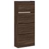 Shoe Cabinet with 4 Flip-Drawers - Brown Oak 80x34x187.5 cm