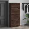 Shoe Cabinet with 4 Flip-Drawers - Brown Oak 80x34x187.5 cm