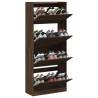 Shoe Cabinet with 4 Flip-Drawers - Brown Oak 80x34x187.5 cm