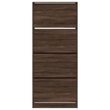 Shoe Cabinet with 4 Flip-Drawers - Brown Oak 80x34x187.5 cm