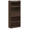 Shoe Cabinet with 4 Flip-Drawers - Brown Oak 80x34x187.5 cm