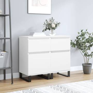 Stylish White Sideboards - 2 pcs, Engineered Wood, 40x35x70 cm