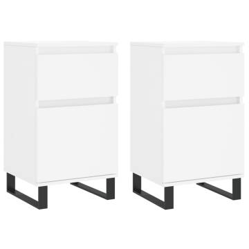 Stylish White Sideboards - 2 pcs, Engineered Wood, 40x35x70 cm