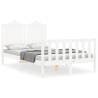 White Small Double Bed Frame with Headboard | Solid Wood