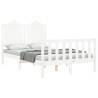 White Small Double Bed Frame with Headboard | Solid Wood