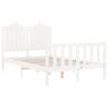 White Small Double Bed Frame with Headboard | Solid Wood