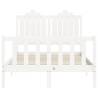 White Small Double Bed Frame with Headboard | Solid Wood