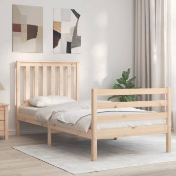 Solid Wood Bed Frame with Headboard 90x200 cm - Hipomarket