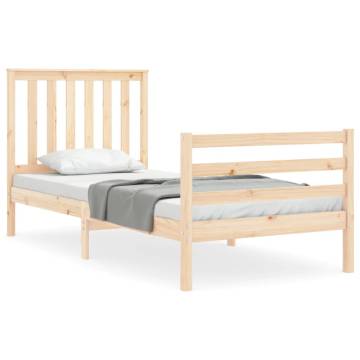 Solid Wood Bed Frame with Headboard 90x200 cm - Hipomarket