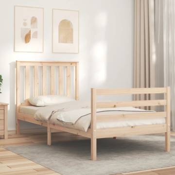 Solid Wood Bed Frame with Headboard 90x200 cm - Hipomarket