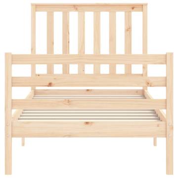 Solid Wood Bed Frame with Headboard 90x200 cm - Hipomarket