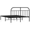 Black Metal Bed Frame with Headboard - King Size 150x200 cm