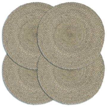 Placemats 4 pcs Plain Grey 38 cm Round Jute - HipoMarket