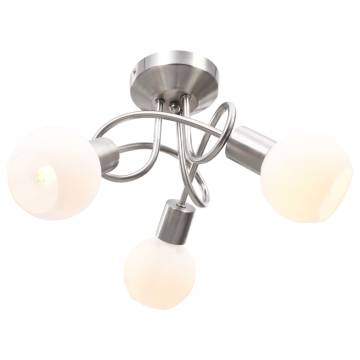 Ceiling Lamp with Ceramic Shades for 3 E14 Bulbs - White Bowl