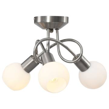 Ceiling Lamp with Ceramic Shades for 3 E14 Bulbs - White Bowl