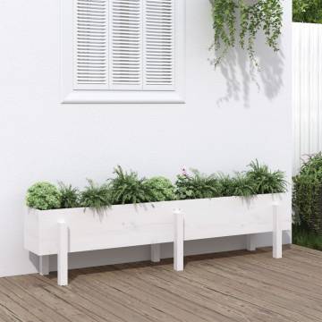 Garden Raised Bed White 160x30x38 cm Solid Pine | Hipo Market