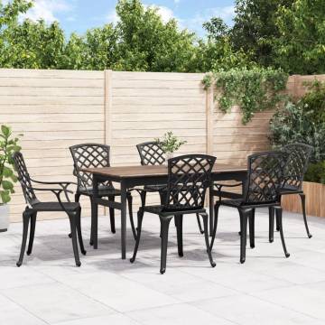 Durable 6 pcs Cast Aluminium Garden Chairs - Black