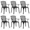 Durable 6 pcs Cast Aluminium Garden Chairs - Black