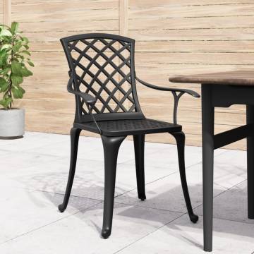 Durable 6 pcs Cast Aluminium Garden Chairs - Black