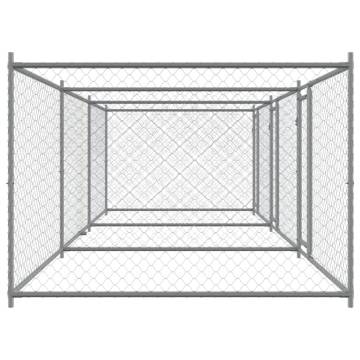 Dog Cage with Doors Grey 6x2x1.5m - Galvanised Steel