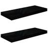 Stylish Floating Wall Shelves - High Gloss Black, Set of 2