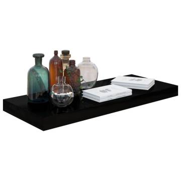 Stylish Floating Wall Shelves - High Gloss Black, Set of 2