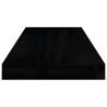 Stylish Floating Wall Shelves - High Gloss Black, Set of 2