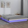 LED Bed Frame White 140x190 cm Solid Wood Colour white Size 140 x 190 cm 