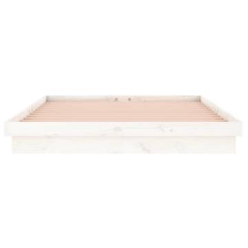 LED Bed Frame White 140x190 cm | Stylish Solid Wood