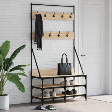 Stylish Clothes Rack with Shoe Storage - Sonoma Oak 100x40x184cm