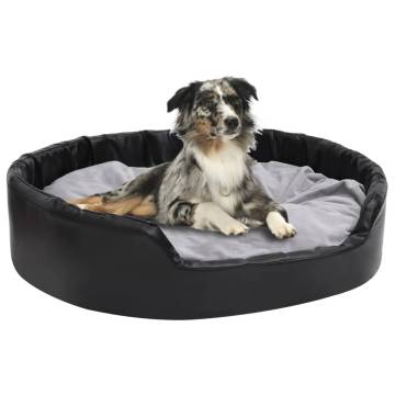 Luxury Black & Grey Dog Bed 99x89 cm - Plush & Faux Leather