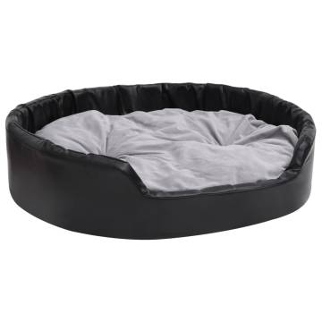 Luxury Black & Grey Dog Bed 99x89 cm - Plush & Faux Leather