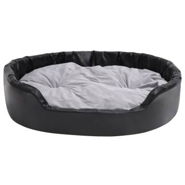 Luxury Black & Grey Dog Bed 99x89 cm - Plush & Faux Leather