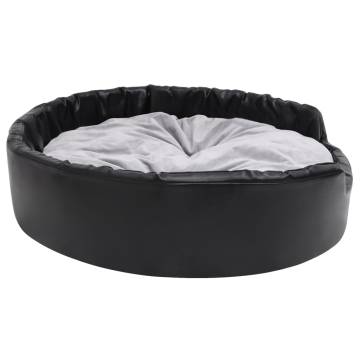 Luxury Black & Grey Dog Bed 99x89 cm - Plush & Faux Leather