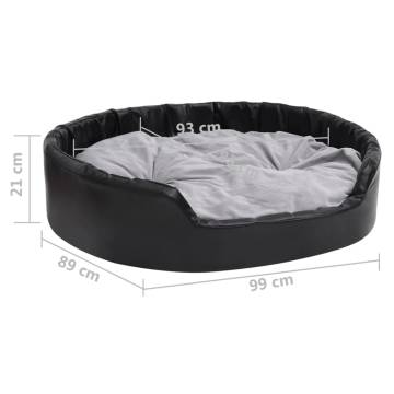 Luxury Black & Grey Dog Bed 99x89 cm - Plush & Faux Leather