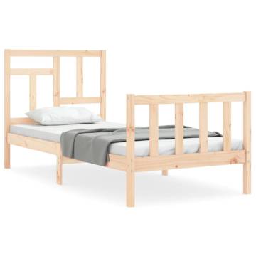 Single Solid Wood Bed Frame with Headboard | Hipo Market