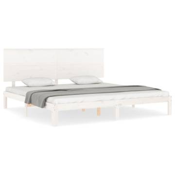 White Super King Size Bed Frame with Headboard | Hipomarket