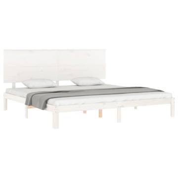 White Super King Size Bed Frame with Headboard | Hipomarket