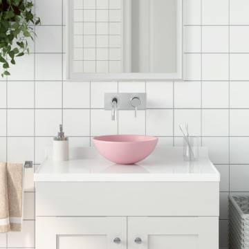 Matt Pink Round Bathroom Sink - Contemporary Ceramic Design