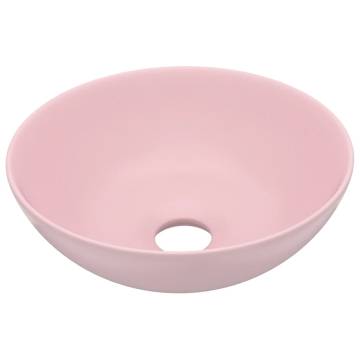 Matt Pink Round Bathroom Sink - Contemporary Ceramic Design