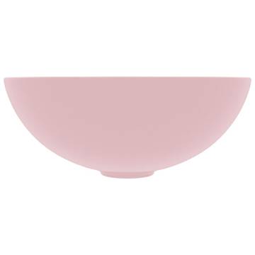 Matt Pink Round Bathroom Sink - Contemporary Ceramic Design