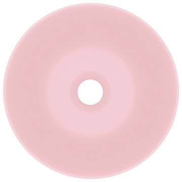 Matt Pink Round Bathroom Sink - Contemporary Ceramic Design