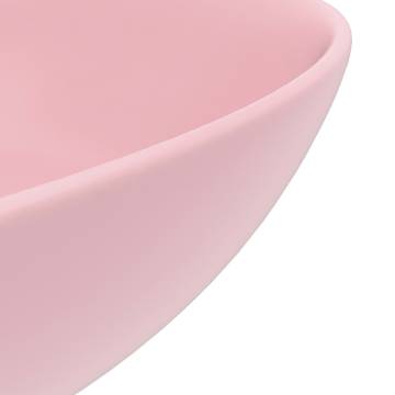 Matt Pink Round Bathroom Sink - Contemporary Ceramic Design