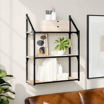 3-Tier Wall Shelf Sonoma Oak – Space-Saving Storage Solution