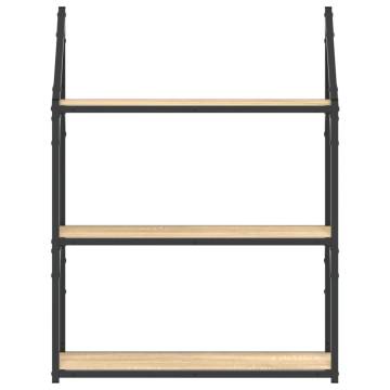 3-Tier Wall Shelf Sonoma Oak – Space-Saving Storage Solution