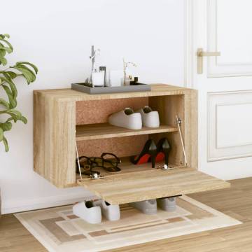 Wall-Mounted Shoe Cabinet in Sonoma Oak - Stylish Storage Solution