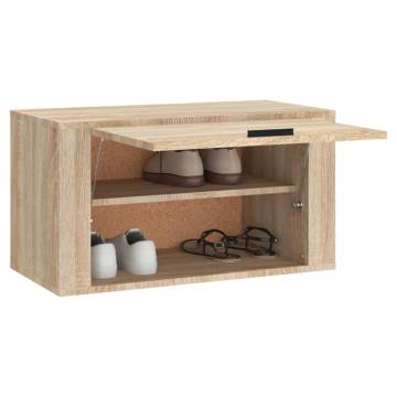 Wall-Mounted Shoe Cabinet in Sonoma Oak - Stylish Storage Solution